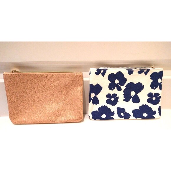 IPSY 2 MAKEUP COSMETIC BAGS 7X5 FLORAL STYLISH FASHION UNIQUE GLAM TRAVEL CHIC - Picture 1 of 7